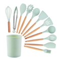 thumbnail image 3 of Labymos Wooden handle kitchen tools non-stick cooking spatula 11 pieces plus storage bucket baking set, 3 of 6