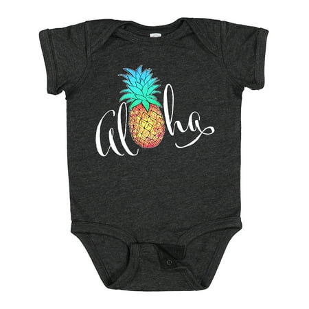

Inktastic Aloha- in Cursive with Pineapple Rainbow Colors Gift Baby Boy or Baby Girl Bodysuit