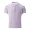 thumbnail image 1 of pstuiky Camisas de manga corta para hombre, Blusa/camisa informal de cuello redondo y botones de color liso para hombre, de moda de verano camisas casuales para hombre s, 1 of 8