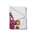 thumbnail image 2 of Saying Soft Flannel Fleece Throw Blanket, Yes You Can Message Graffiti Word Bubble Style with Stars, Cozy Plush for Indoor and Outdoor Use, 50" x 70", Hot Pink Yellow and Blue, by Ambesonne, 2 of 6