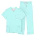 thumbnail image 5 of YOUYEDIAN Mens Scrubs Set Stretch Nursing Uniform Vneck Short Sleeve Scrubs & Yoga Jogger with Pockets Athletic Scrubs Sets Cyan XXL, 5 of 7