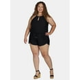thumbnail image 4 of Time and Tru Women's and Women's Plus One Piece Swim Romper, Sizes XS-3X, 4 of 5