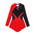 thumbnail image 4 of Doomiva Robe de Patinage Artistique pour Filles, Dos Creux, Jupe Justaucorps de Danse de Salon, Performance Lyrique, Rouge 14, 4 of 6