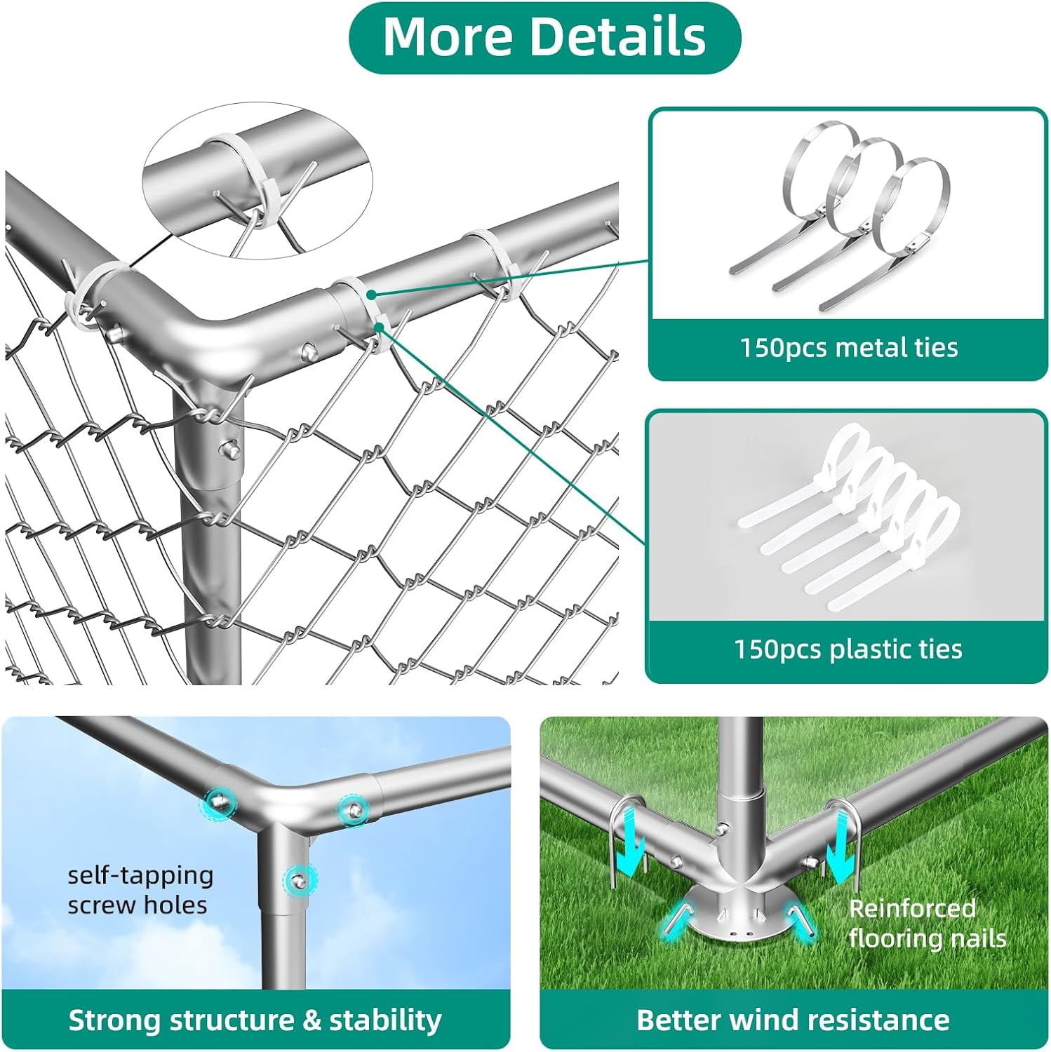 10x10 Outdoor Dog Kennel Outside Heavy Duty Dog Enclosure with Waterproof UV-Resistant Cover and Security Lock (120" Lx120 Wx84 H)