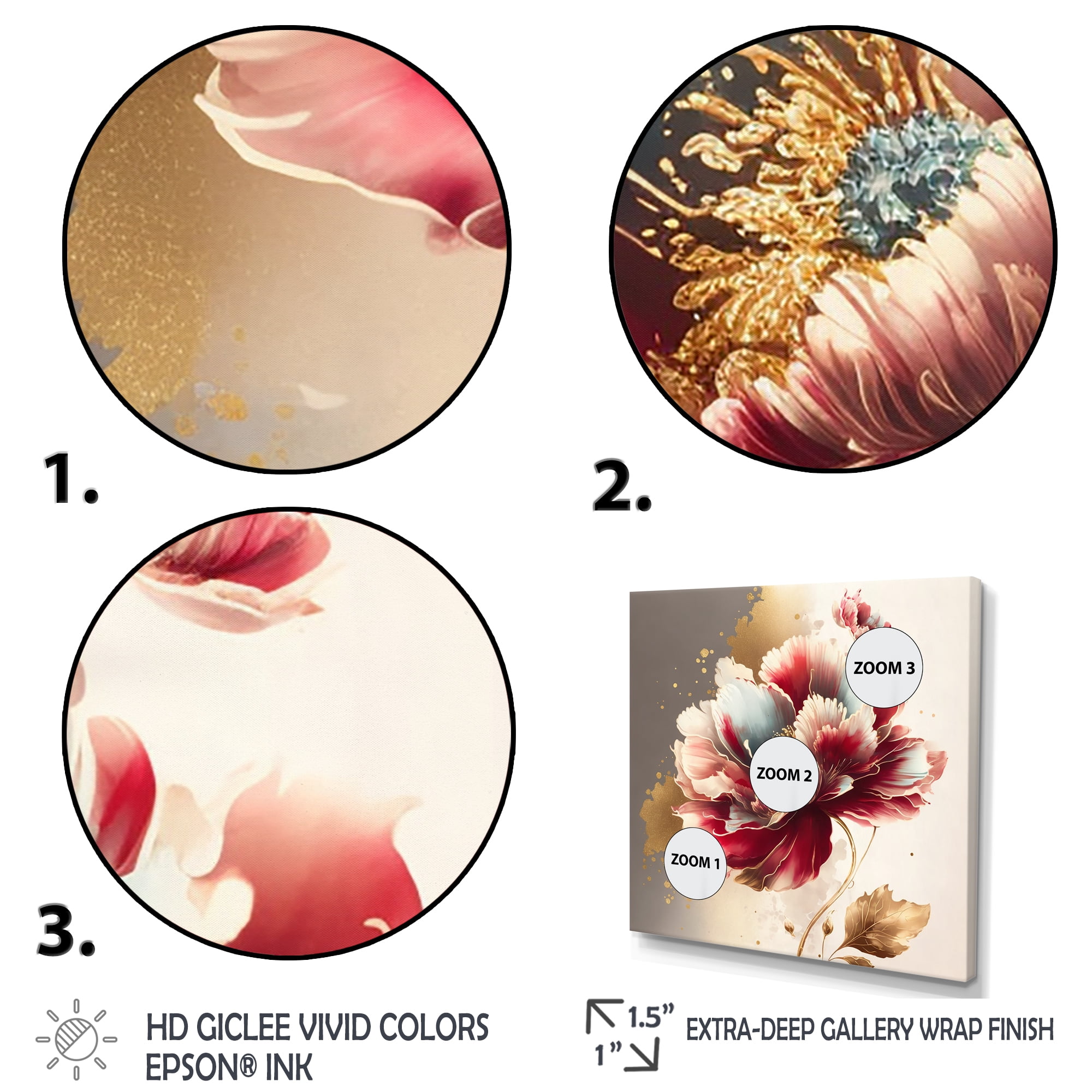 Designart Bold Red Floral Design II Canvas Wall Art