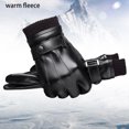 thumbnail image 3 of Guantes de piel de oveja de invierno para hombre, guantes cálidos para mensajería con pantalla táctil y forro de cachemira, 3 of 5