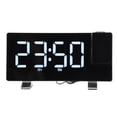 thumbnail image 2 of Reloj despertador digital con proyección de 180° en la pared del techo, reloj despertador alimentado por USB para dormitorio, personas que duermen mucho, niños y ancianos, fuente blanca, 2 of 5
