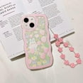 thumbnail image 3 of for iPhone 12 pro Case, Cartoon Floral Rabbit with Floral Beaded Lanyard Wrist Strap for Girly, Soft TPU Full Protective Cover- Flower Rabbit, 3 of 13