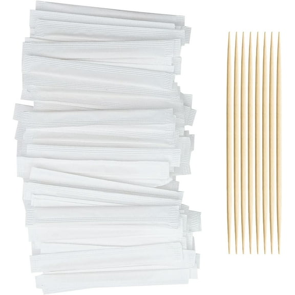 Bamboo Toothpicks Individually Wrapped for Appetizer, Olive, Barbecue, Fruit, Teeth Cleaning, Double-Points Wooden Toothpick