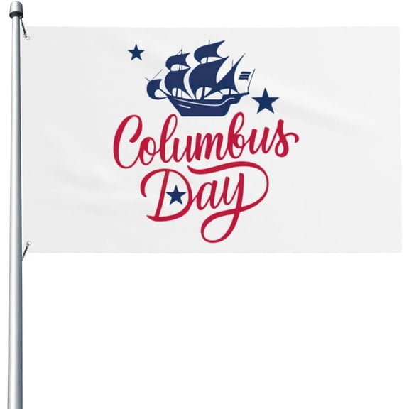 Happy Columbus Day Flag 3x5 Ft Double Side Outdoor Farmhouse Yard Sign Garden Decorative Flag With Brass Grommets