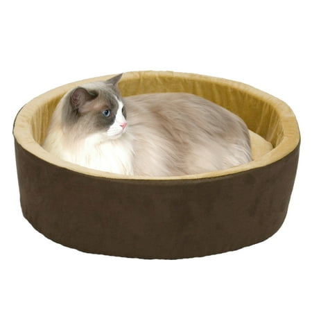 UPC: 0655199031924 | K&H Pet Products Thermo-Kitty Bed Indoor Heated Cat Bed Mocha/Tan  Large 20 inches