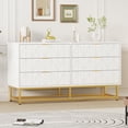 thumbnail image 4 of Commode Moderne à 6 Tiroirs avec Base en Métal Doré et Motif Géométrique, Grande Capacité, Commode pour Chambre, Salon et Entrée, 4 of 7