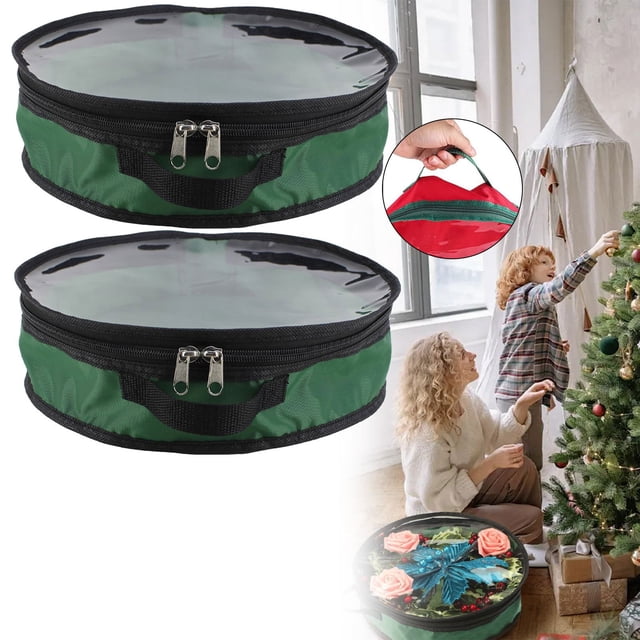2pcs Christmas Flower Storage Bag Festival Flower Rings Container Storage Bag Stacking Storage Box Christmas Tree Storage Flower Ring Storage Handbags For Garland Storage
