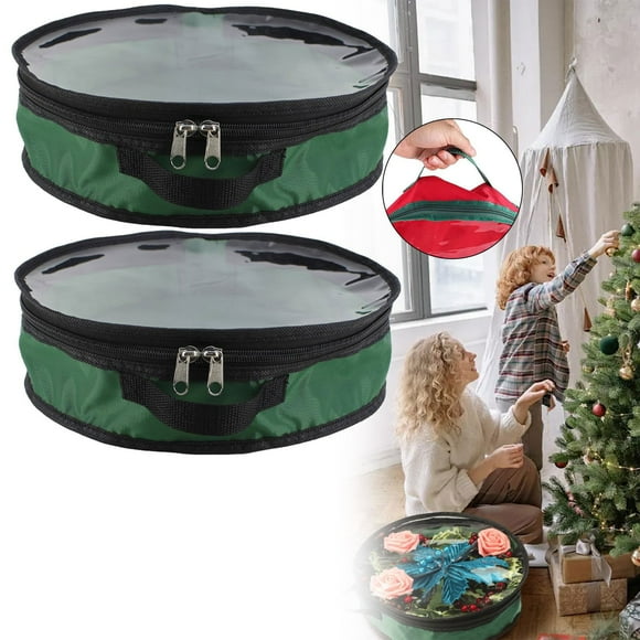 Cqxid 2pcs Christmas Flower Storage Bag Festival Flower Rings Container Storage Bag Stacking Storage Box Christmas Tree Storage Flower Ring Storage Handbags For Garland Storage