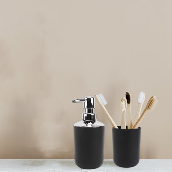 REOFLYUP Simple Bathroom Accessories Set Black Premium Plastic for Bathroom 1Set