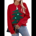 thumbnail image 1 of Suéteres Navideños para Mujer, Suéteres de Cuello Redondo, Suéteres de Larga, Ropa Navideña Festiva Rojo L, 1 of 10
