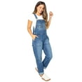 thumbnail image 4 of Celebrity Pink Women's Boyfriend Cuffed Denim Overall, Sizes XS-XXXL, 4 of 5