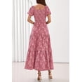 thumbnail image 5 of PRETTYGARDEN Women's Summer Boho Maxi Dresses Floral Short Sleeve Square Neck Smocked Flowy Long Dress Vacation Outfits, 5 of 10