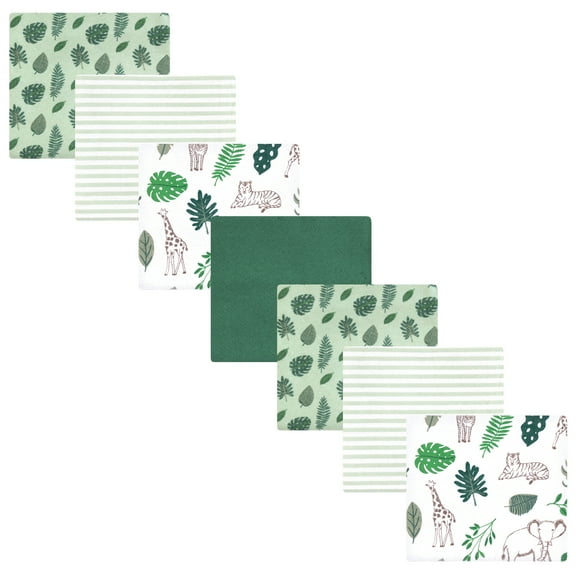 Hudson Baby Cotton Poly Flannel Receiving Blankets Bundle, Jungle, One Size