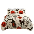 thumbnail image 5 of Twin/Full Size Halloween Themed Quilt Bedspread Set - Pumpkins, Black Cats, Bats, and Haunted Houses Pattern for Winter, 5 of 10