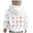 thumbnail image 5 of Bibifish Kids Hoodies Cute Bow Print Hooded Sweatshirts With Pocket Soft Drawstring Hood Girls Relaxed Fit Casual Daily Wear Stylish Hoodies, 5 of 5
