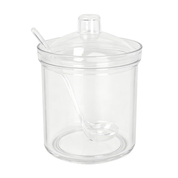 Shatterproof Acrylic Sugar Bowl with Lid and Spoon, Airtight Transparent Seasoning Jar, Refillable Condiment Container for Dining Table Restaurant Spice Storage