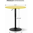 thumbnail image 3 of 31.5 Inch Round Pub Cocktail Table for Dining Room Kitchen Patio Bar, 27.5"- 36" Height-Adjustable, Bar Height Pub High Top with Metal Pole and Base, Yellow, 3 of 18