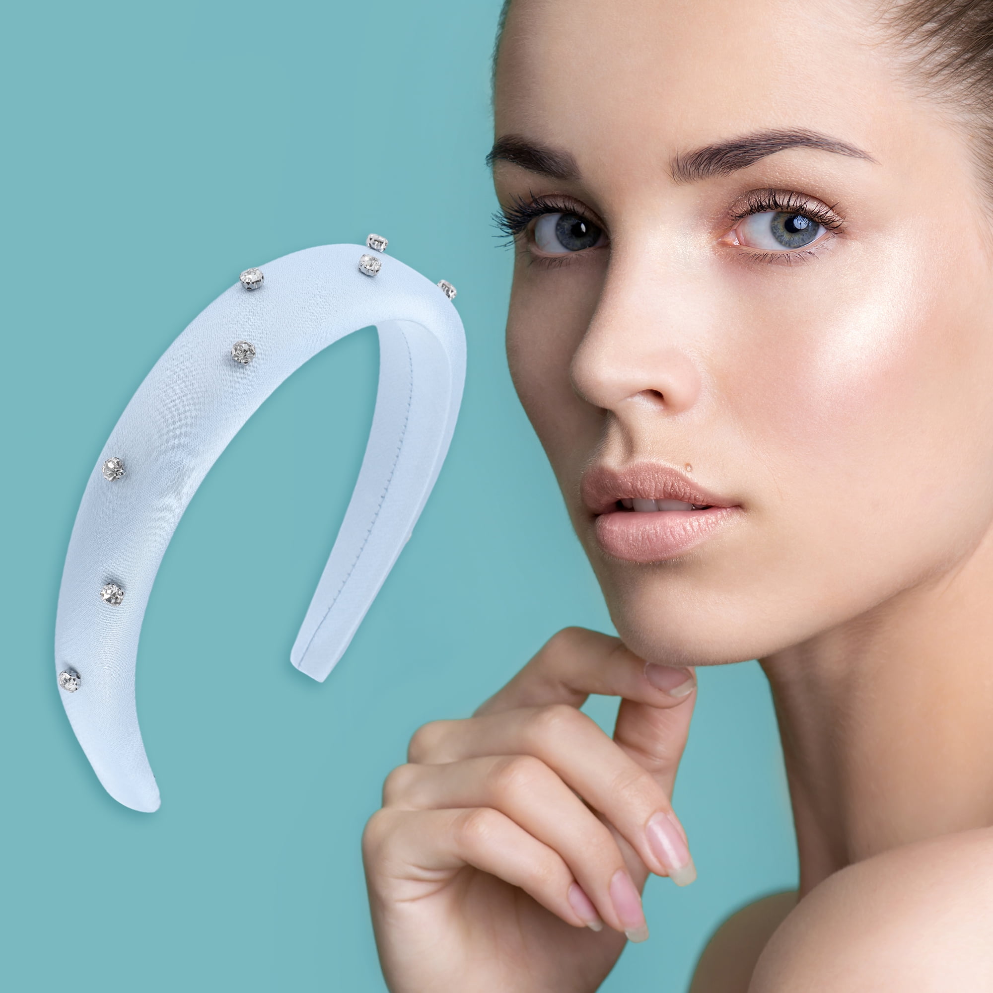 Unique Bargains Durable Beautiful Solid Rhinestone Headbands for Women 1 Pc Blue