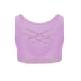 thumbnail image 4 of inlzdz Girls Shiny Rhinestones Crop Tops Gymnastics Dance Tank Tops Crisscross Back Cropped Shirts Light Purple 12, 4 of 5