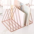 thumbnail image 4 of Northern Europe Simple Wrought Iron Triangle Bookshelf Table Top Shelf Rose Gold Wire Magazine Rack Office Decoration High Hardness Triangle Bookshelf, 4 of 8