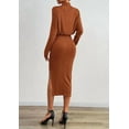 thumbnail image 5 of PRETTYGARDEN Turtle Neck Dresses for Women Fall Knit Outfits Slit Elastic Waist Long Sleeve Bodycon Midi Sweater Dress, 5 of 10