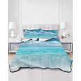thumbnail image 2 of Quilts Full Size Bedding Set, Summer Ocean Lightweight Quilted Comforter, Coastal Blue Sky Sea Waves Natural Scenery Soft Reversible Bedspread Coverlet with Pillow Covers for All Season, 78" x 90", 2 of 7