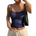 thumbnail image 3 of Women's Sleeveless Cute Cropped Tank Tops Polka Dots Going Out Camisole for Summer Dark Blue M, 3 of 9