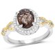 thumbnail image 1 of 1.90 Carat Genuine Smoky Quartz, Yellow Diamond & White Diamond .925 Sterling Silver Ring QJ Model, 1 of 3
