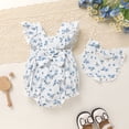 thumbnail image 2 of Happy Town Baby Girl Summer Clothes Infant Sleeveless Cotton Romper with Soft Bib Toddler Ruffled Jumpsuit Bodysuit, 2 of 8