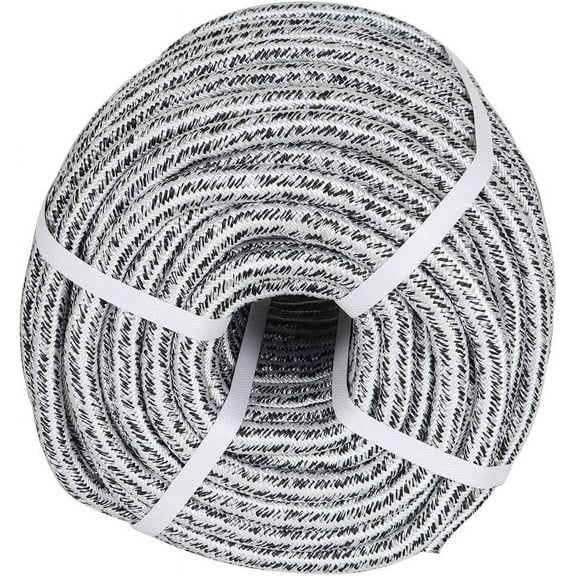 LABLT 24 Strand 5/8 inch Arborist Rigging Rope, 200 FT Braided Polyester Rope, Heavy Duty Thick Rope, High Strength Bull Rope for Swing, Camping, Garding (Black and White)