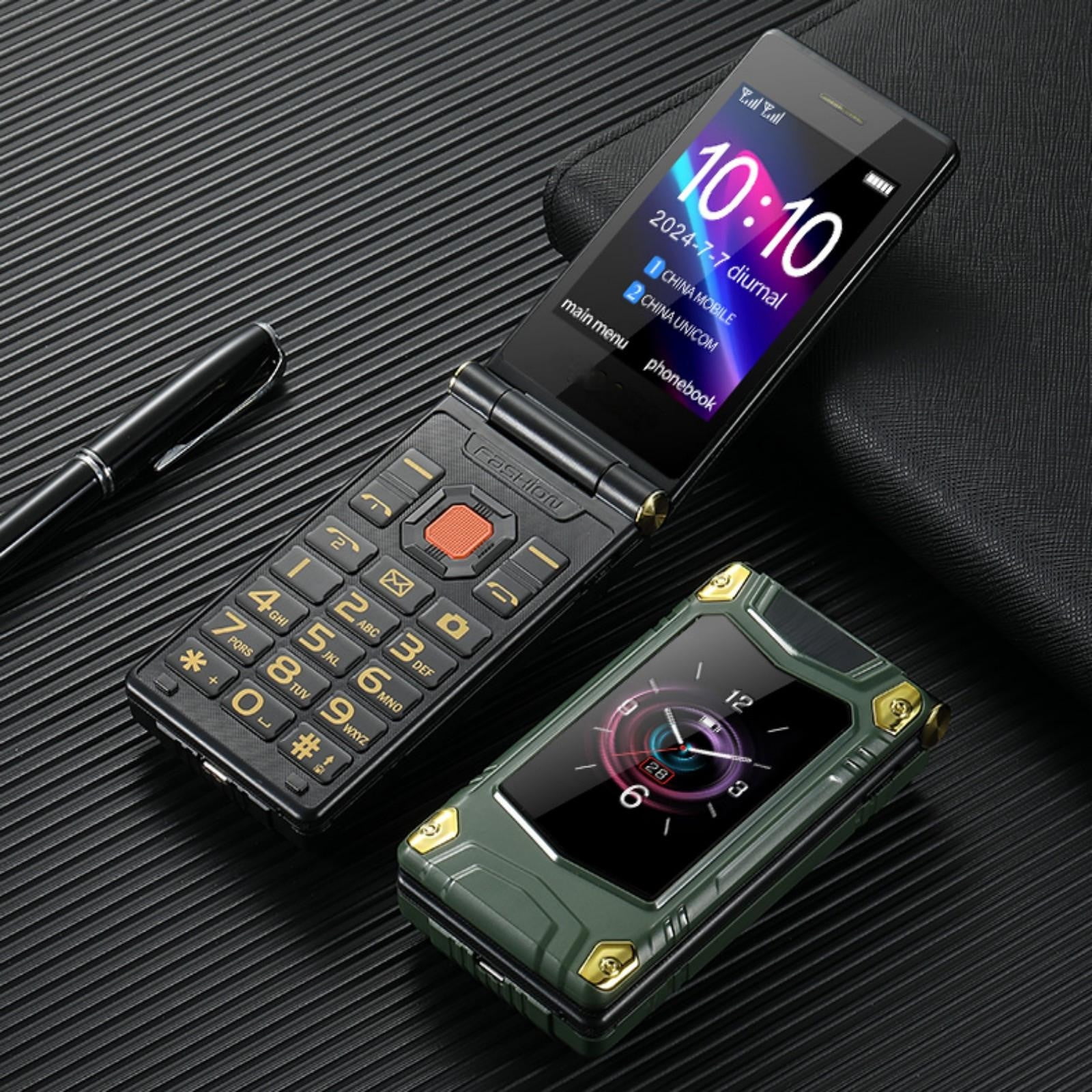 Double-Screen Flip Phone 4G All-Netcom with Dual Display and 45-Day Standby Battery, Classic Clamshell Design for Seniors, Minimalists and Backup Communication