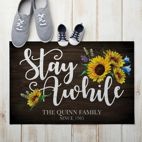 Stay Awhile Personalized Indoor/Outdoor Doormat