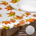 thumbnail image 6 of Round Tablecloth Fall Thanksgiving Elastic Edge Fitted Orange Leaf Pattern Floral Autumn Plastic Table Cover,Waterproof Oil Proof for Dinner,Outdoor, Picnic, 55"- 60" DIA Tables White, 6 of 8