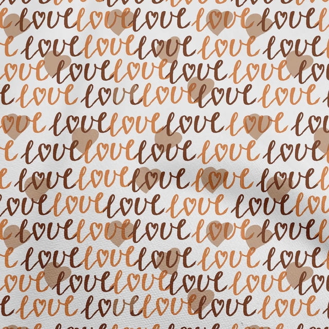 oneOone Polyester Spandex Rust Brown Fabric Valentine Love Heart Sewing Craft Projects Fabric Prints By Yard 56 Inch Wide