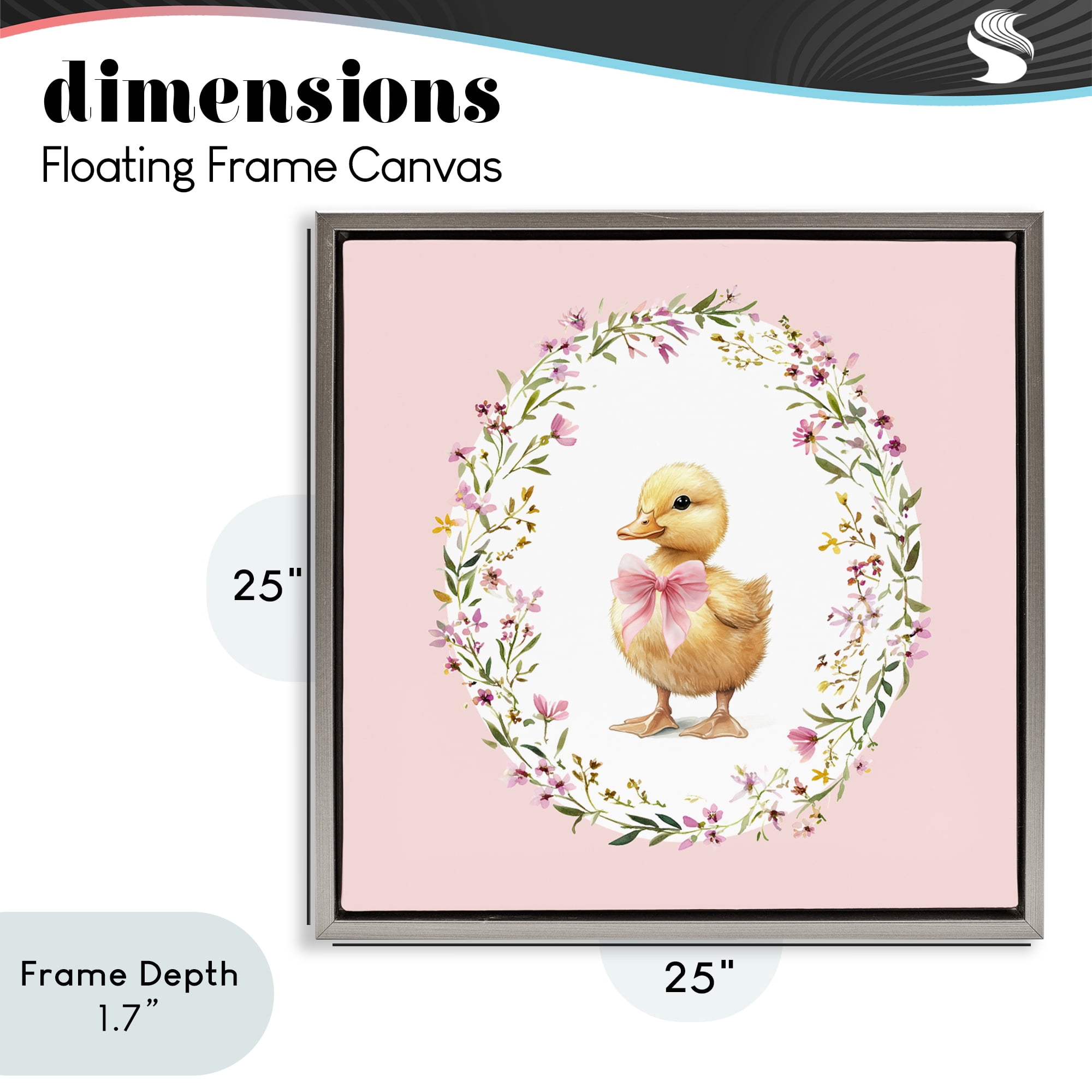 Stupell Industries Blush Pink Duckling Gray Framed Floater Canvas Wall Art, design by Christine Simpson Art