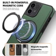 thumbnail image 3 of Allytechgroup Magnetic Case for iPhone 11, Built-in Invisible 360° Rotatable Kickstand, Compatible with MagSafe, PU Leather Slim Shockproof Protective Phone Case Cover, Darkgreen, 3 of 7