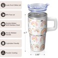 thumbnail image 3 of 20oz Insulated Coffee Travel Mug with Lids and Straws, Bohemian Stainless Steel Tumbler, Double Wall Vacuum Leakproof Boho Design, 3 of 5