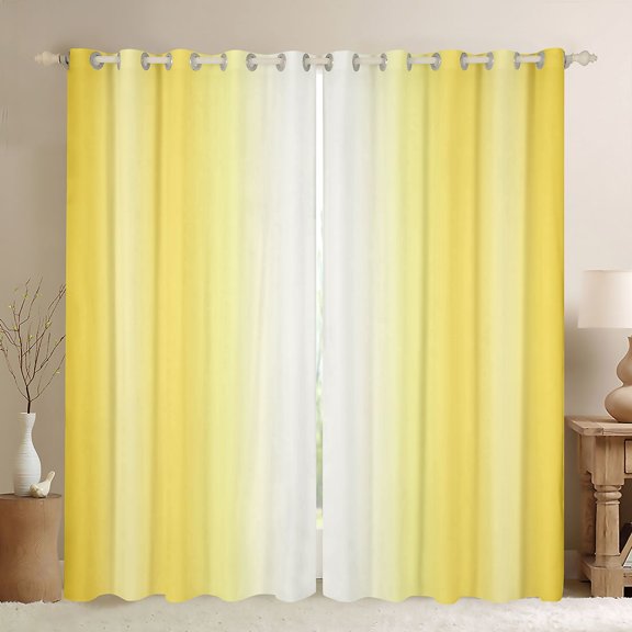 Homewish Stripes Pattern Blackout Curtains Set of 2 (52x84 Each),Asbtract Minimalist Desgin Window Curtains,Gradient Yellow White Curtains and Drapes For Girls Kids,Ultra Soft Home Decor