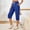 Blue, variant on Drovellove Women's Plus Size Casual Capris with Pockets - Drawstring Waist Lounge Shorts, Soft Stretch Pull On Pants for Home Lounging or Light Outdoor Activities