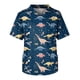 thumbnail image 1 of Men's Printing Short Sleeve V-neck Working Blouse Chest Pocket Carer Top 4XL, 1 of 3