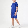 thumbnail image 5 of FAHXNVB Boys 2 Piece Outfits Mesh Breathable Quick Dry Crew Neck Short Sleeve Tees Tops and Elastic Waist Shorts Sets Soft Summer Vacation Casual Sets 1-14 Years, 5 of 6