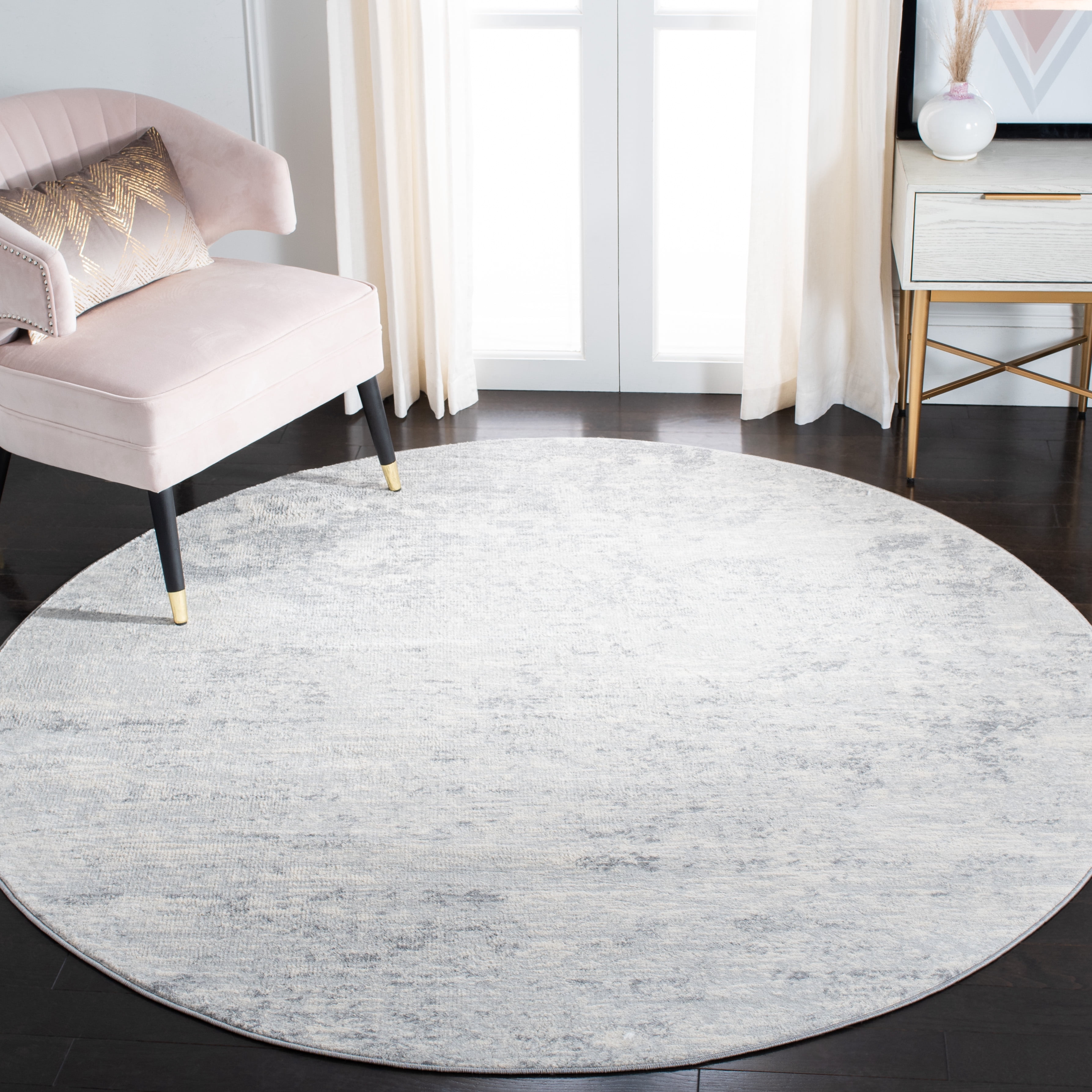 SAFAVIEH Brentwood Ainslee Abstract Area Rug, Ivory/Grey, 10' x 10' Round