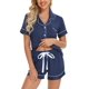 thumbnail image 1 of Conjunto de pijama Anjue para mujer, pantalones cortos con botones, manga corta de dos piezas, 1 of 5