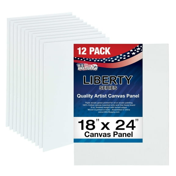 U.S. Art Supply 18 X 24 inch Professional Artist Quality Acid Free Canvas Panel Boards for Painting 12-Pack (1 Full Case of 12 Single Canvas Board Panels)
